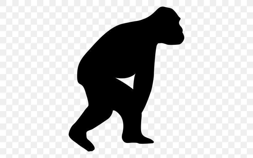 Gorilla Neandertal Human Evolution Chimpanzee Homo Sapiens, PNG, 512x512px, Gorilla, Ape, Arm, Black, Black And White Download Free