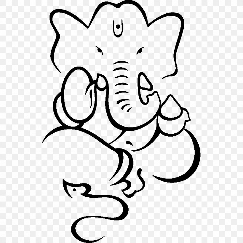 Ganesha Drawing Painting Sketch, PNG, 1000x1000px, Watercolor, Cartoon, Flower, Frame, Heart Download Free