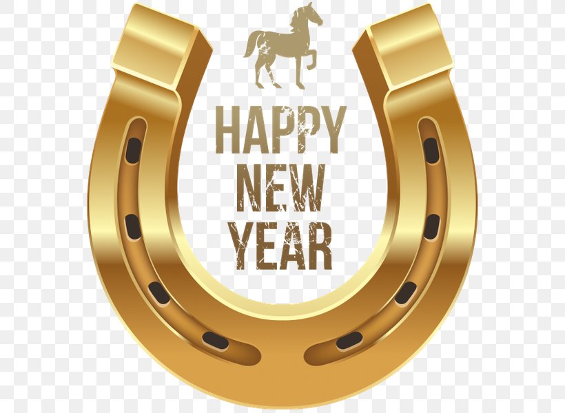 Horseshoe New Year's Day Clip Art, PNG, 581x600px, Horse, Brand, Brass, Chinese New Year, Christmas Download Free