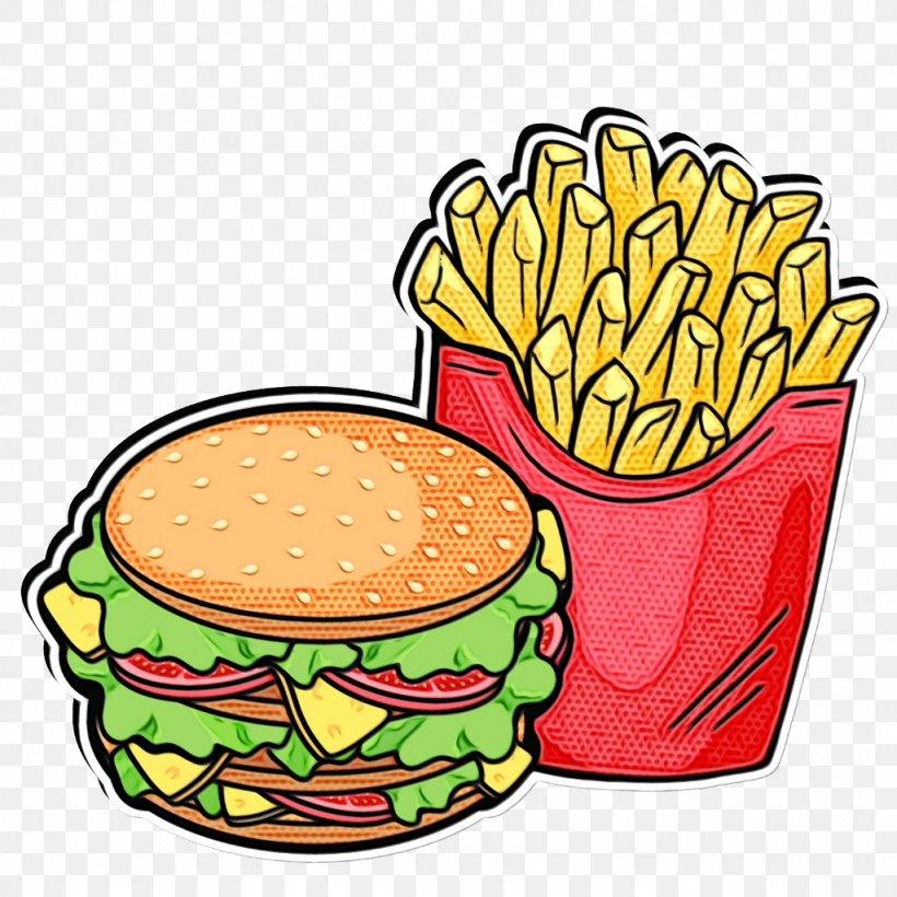 Junk Food Cartoon, PNG, 1024x1024px, Watercolor, Baking Cup, Burger King, Cheeseburger, Cuisine Download Free