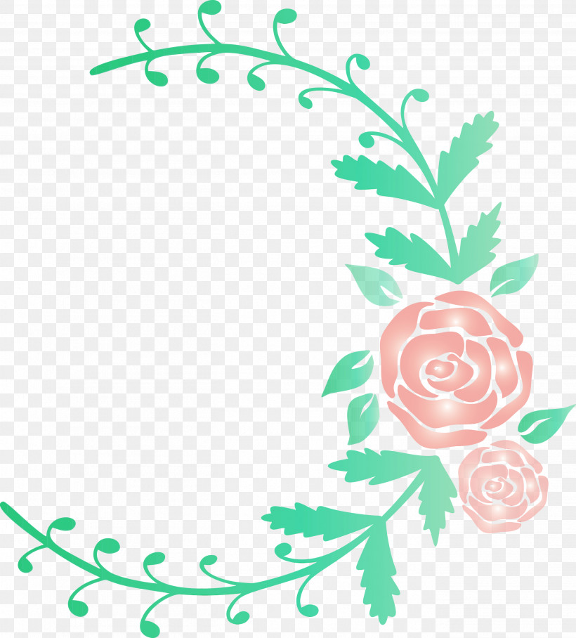 Leaf Green Font Plant Line Art, PNG, 2708x3000px, Rose Frame, Circle, Flower, Flower Frame, Green Download Free