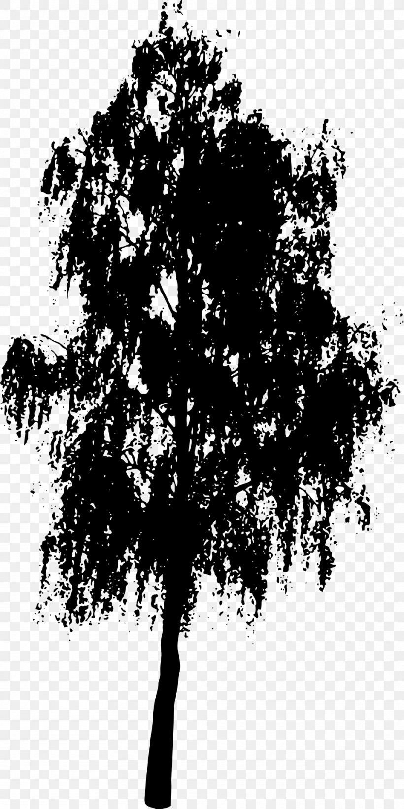 Silhouette Tree Clip Art, PNG, 960x1920px, Silhouette, Black And White, Branch, Drawing, Leaf Download Free