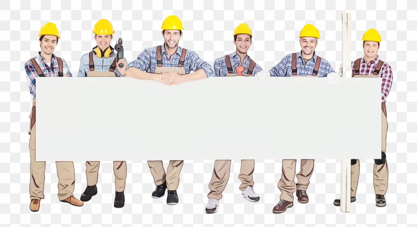Personal Protective Equipment Headgear Team Construction Worker Job, PNG, 2708x1476px, Watercolor, Construction Worker, Headgear, Job, Paint Download Free