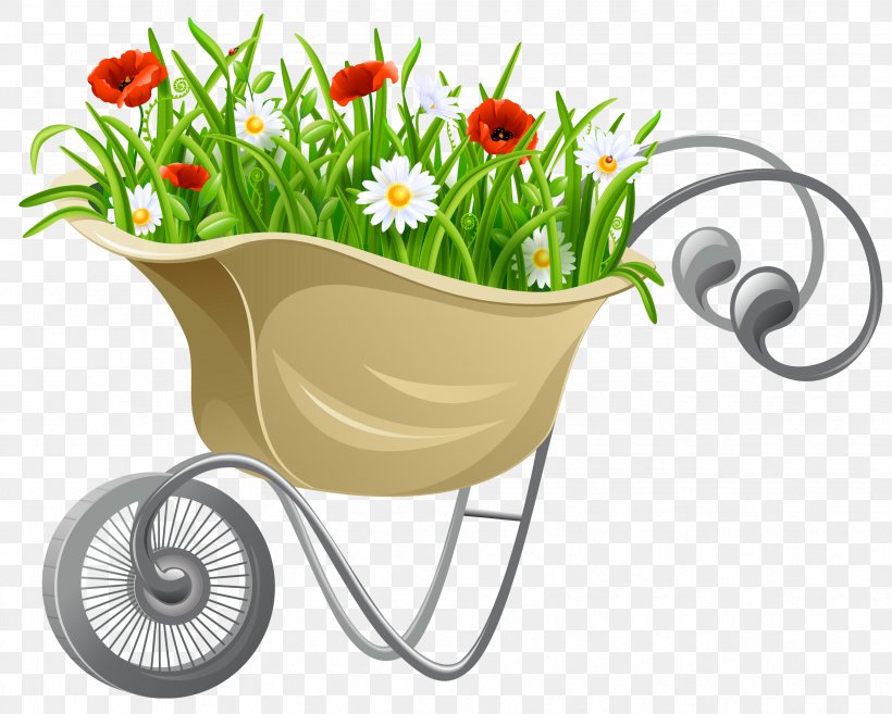 Wheelbarrow Flower Clip Art, PNG, 3412x2737px, Garden Tool, Flora, Flower, Flower Garden, Flowerpot Download Free
