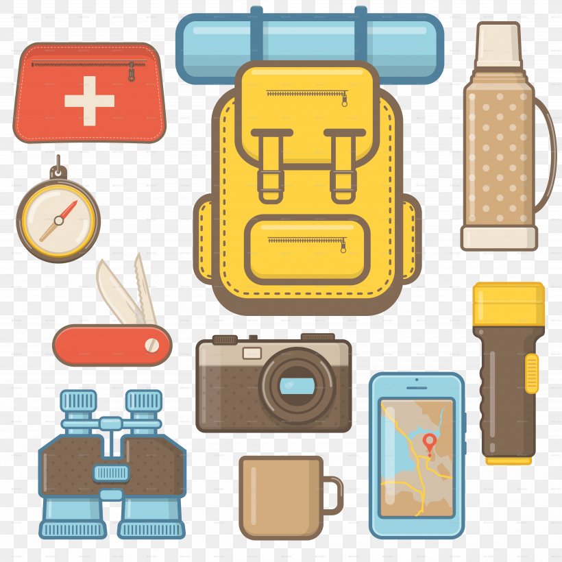Camping Hiking Equipment Clip Art, PNG, 5000x5000px, Camping, Area, Campfire, Communication, Hiking Download Free