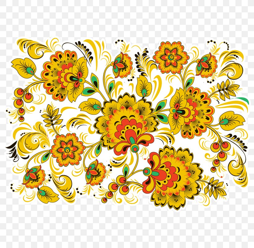 Khokhloma Pattern Vector Graphics Floral Design, PNG, 800x800px, Khokhloma, Art, Chrysanths, Cut Flowers, Drawing Download Free