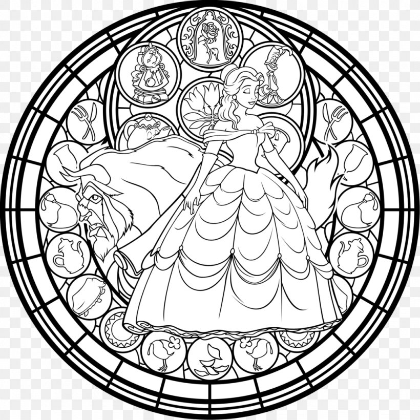 Window Stained Glass Coloring Book Belle, PNG, 1024x1024px, Window, Area, Art, Artwork, Beauty And The Beast Download Free