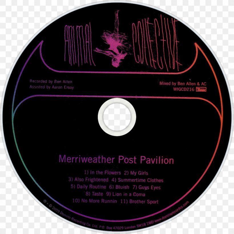 Compact Disc Merriweather Post Pavilion Animal Collective Hollinndagain Album, PNG, 1000x1000px, Compact Disc, Album, Album Cover, Animal Collective, Brand Download Free