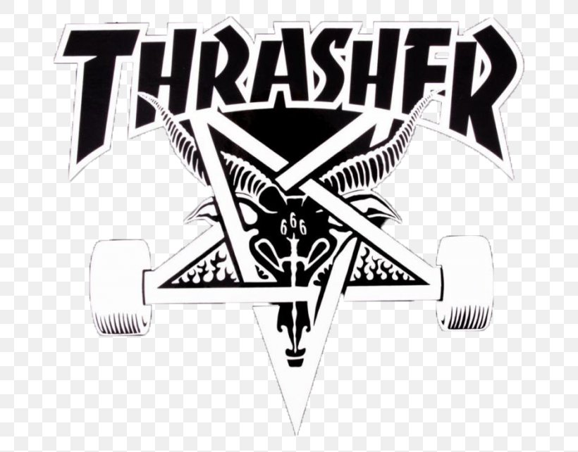 Thrasher Skateboarding Magazine Surfing, PNG, 700x642px, Thrasher, Black, Black And White, Brand, Decal Download Free