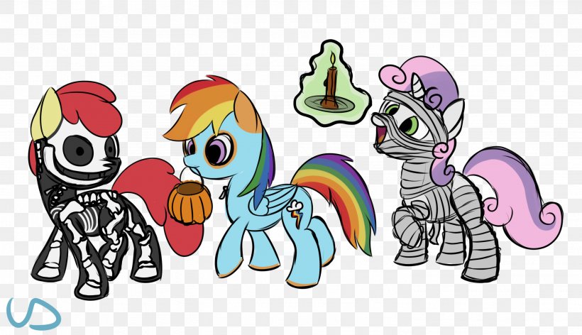 Pony Illustration Cutie Mark Crusaders Image Halloween, PNG, 2932x1690px, Watercolor, Cartoon, Flower, Frame, Heart Download Free