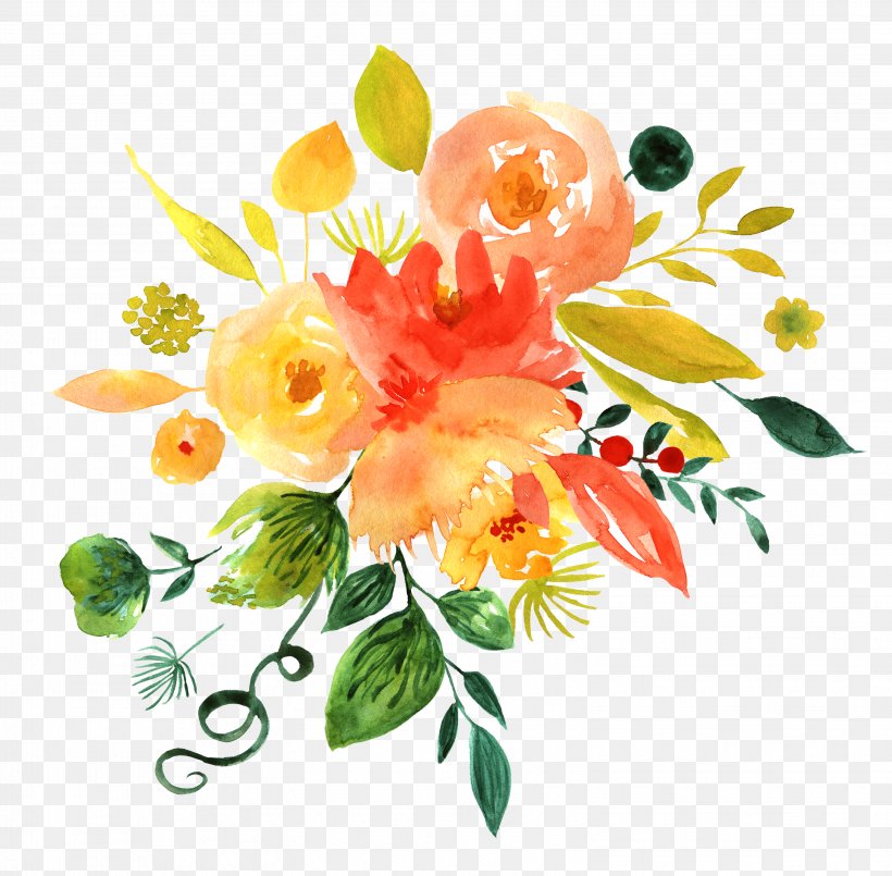 Floral Design Watercolor Painting Flower, PNG, 3096x3040px, Floral Design, Branch, Cut Flowers, Dahlia, Decorative Arts Download Free