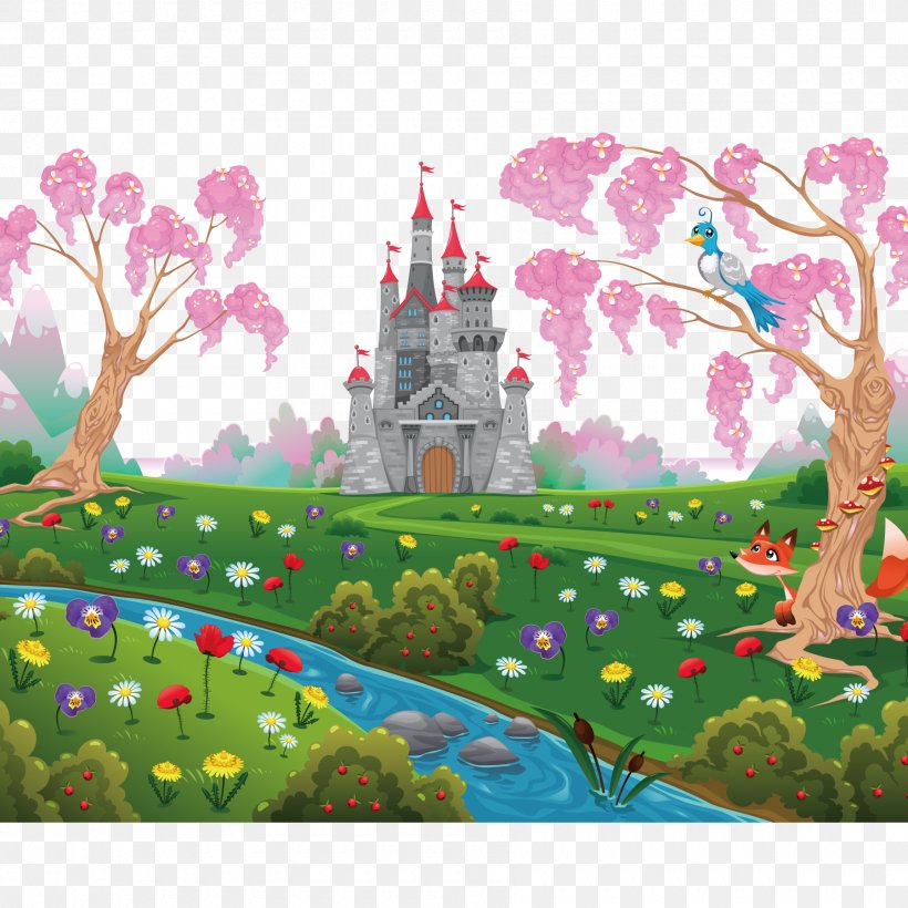 Fairy Tale Castle Theatrical Scenery Illustration, PNG, 1800x1800px, Fairy Tale, Acrylic Paint, Art, Blossom, Branch Download Free