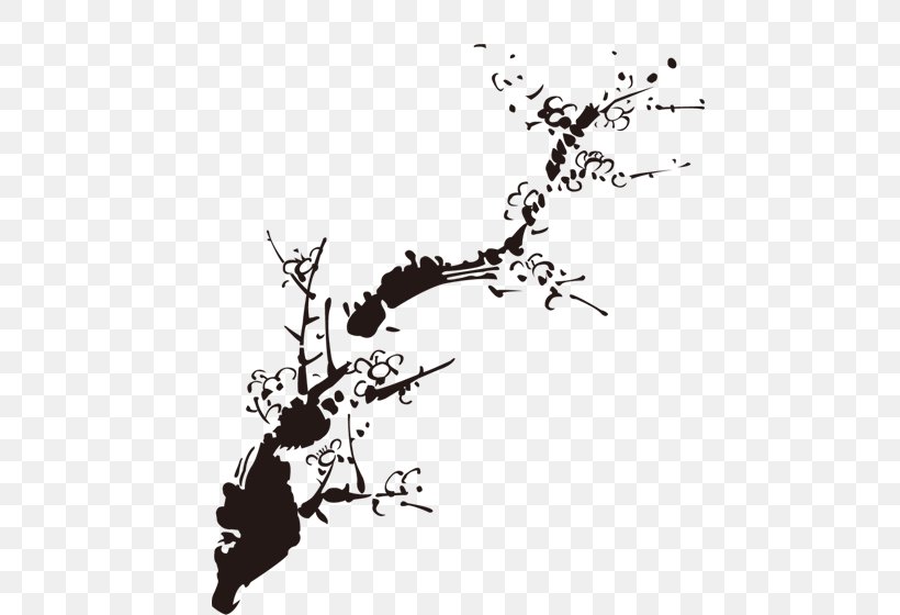 Ink Wash Painting Ink Brush Plum Blossom, PNG, 709x560px, Ink Wash Painting, Art, Black And White, Branch, Chinoiserie Download Free