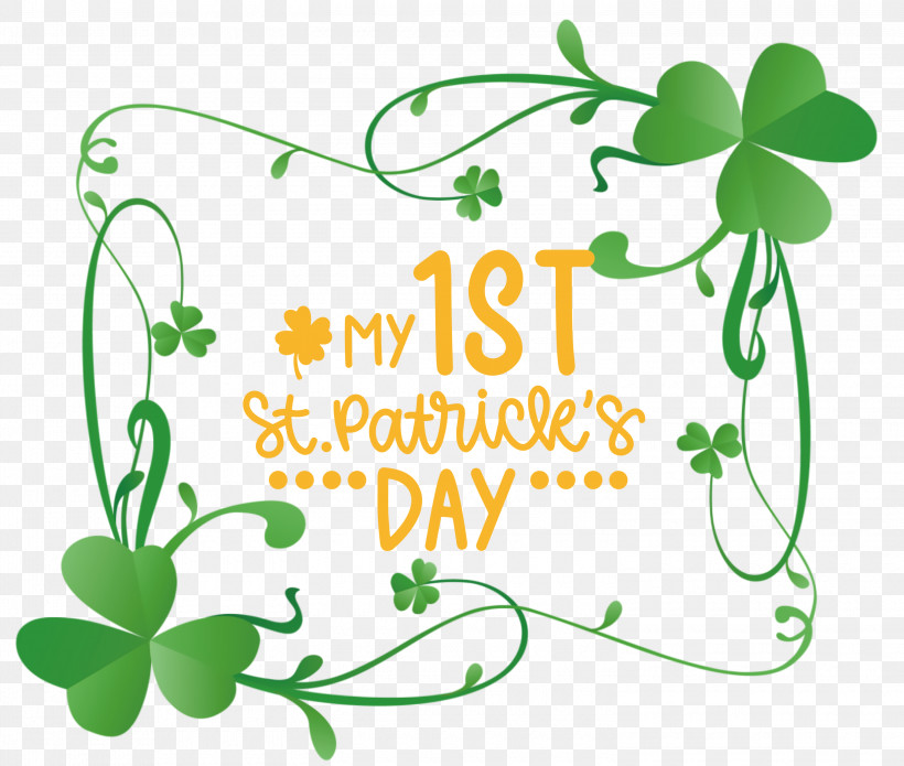 My 1st Patricks Day Saint Patrick, PNG, 3000x2543px, Patricks Day, Clover, Flora, Flower, Green Download Free