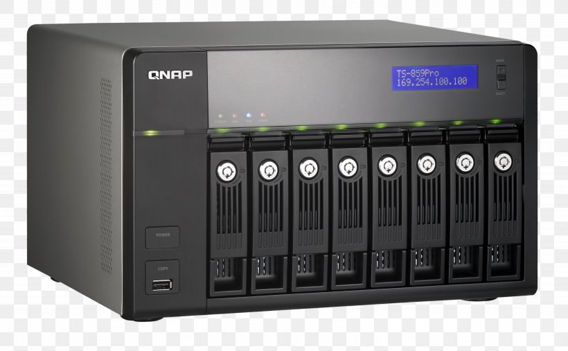 Network Storage Systems QNAP Systems, Inc. QNAP TS-869 Pro Hard Drives Data Storage, PNG, 3723x2304px, Network Storage Systems, Audio Equipment, Audio Receiver, Computer Component, Computer Network Download Free