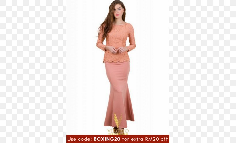 Baju Kurung Dress Lace Thawb Ruffle, PNG, 500x500px, Baju Kurung, Abdomen, Beige, Cocktail Dress, Day Dress Download Free