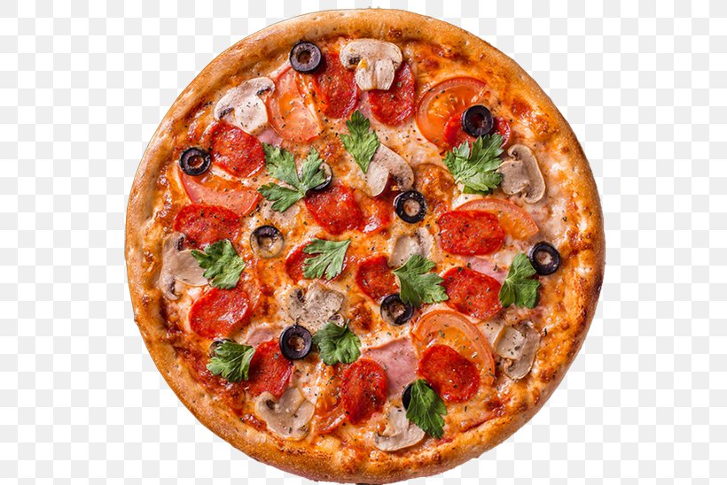 Pizza Delivery Bacon Italian Cuisine Restaurant, PNG, 548x548px, Pizza, American Food, Bacon, California Style Pizza, Cheese Download Free