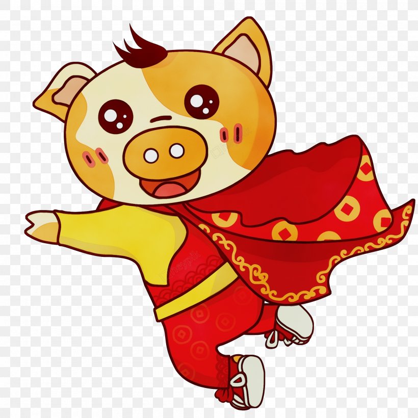 Happy Chinese New Year Cartoon, PNG, 2000x2000px, Watercolor, Cartoon, Chinese New Year, Drawing, Festival Download Free