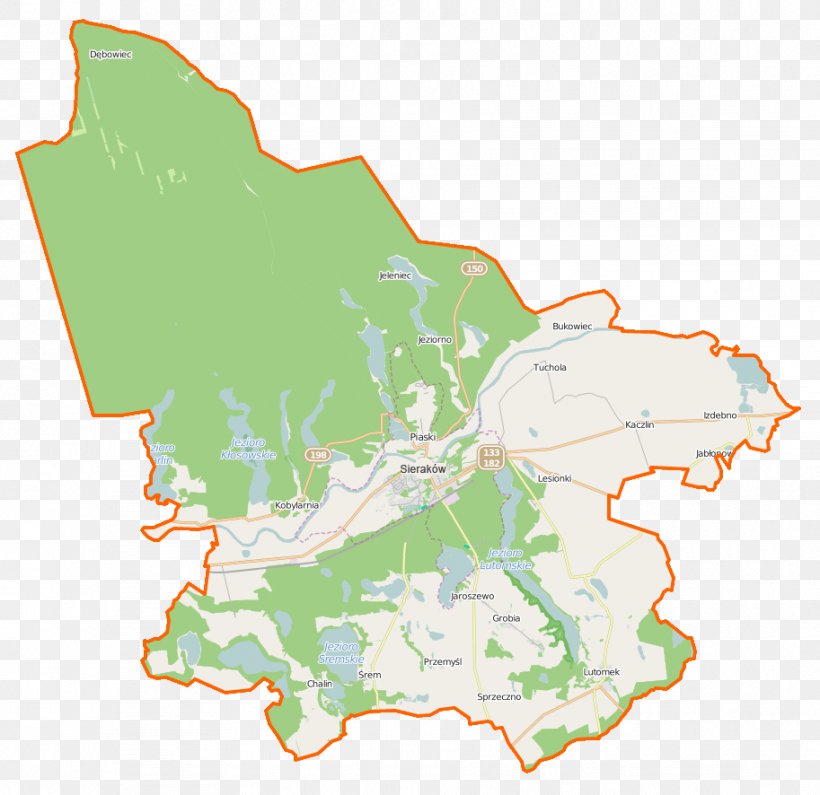 Sieraków Jezioro Wielkie Jezioro Chalińskie Małe Marianowo, Międzychód County Map, PNG, 913x886px, Map, Area, Border, City, City Map Download Free