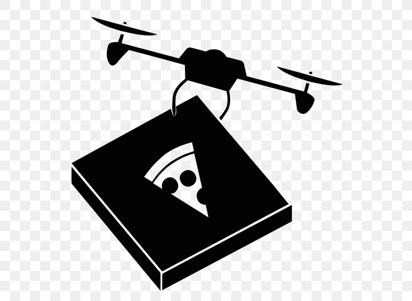 Unmanned Aerial Vehicle Pizza Delivery Logo, PNG, 600x600px, Unmanned Aerial Vehicle, Black, Black And White, Business, Delivery Download Free