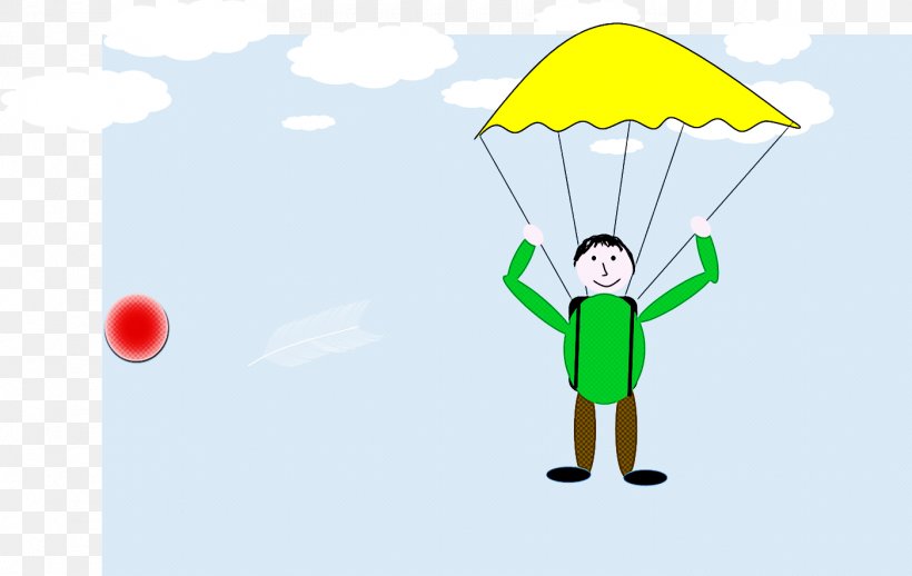 Green Cartoon Umbrella Parachute Happy, PNG, 1400x886px, Green, Cartoon, Happy, Parachute, Sky Download Free