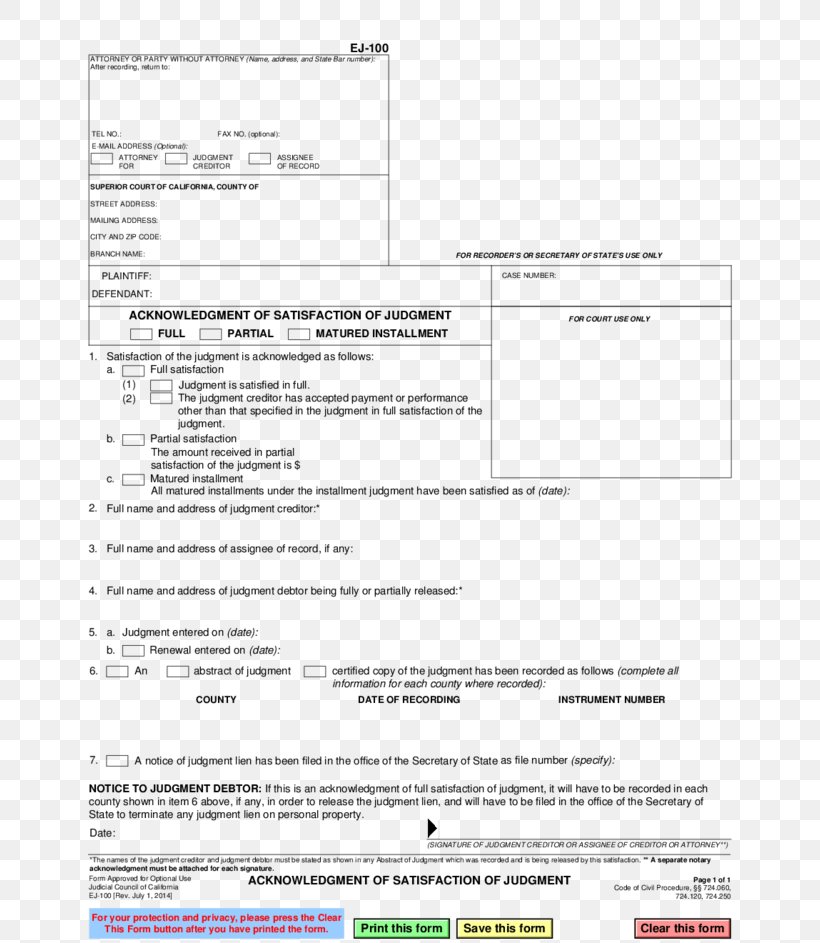 Abstract Of Judgment California Document Form, PNG, 728x943px, Judgment, Abstract Of Judgment, Area, California, California Franchise Tax Board Download Free