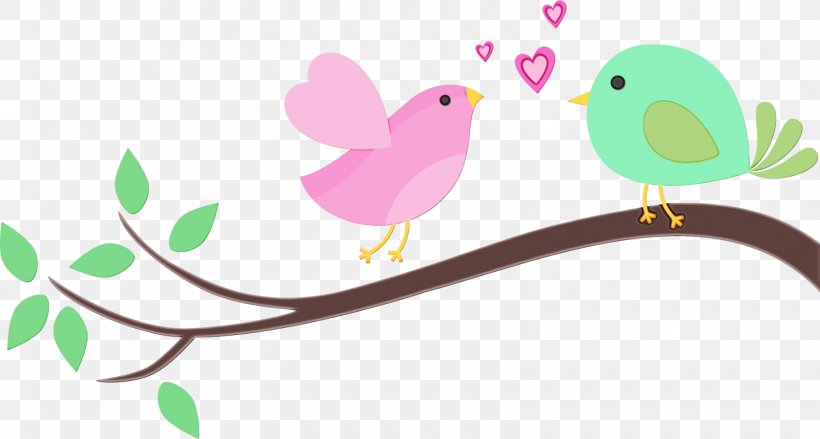 Bird Branch Clip Art Pink Beak, PNG, 1600x857px, Watercolor, Beak, Bird, Branch, Paint Download Free