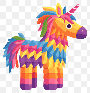 Pinata - Vibrant Colorful Unicorn PiÃ±ata For Festivities PNG