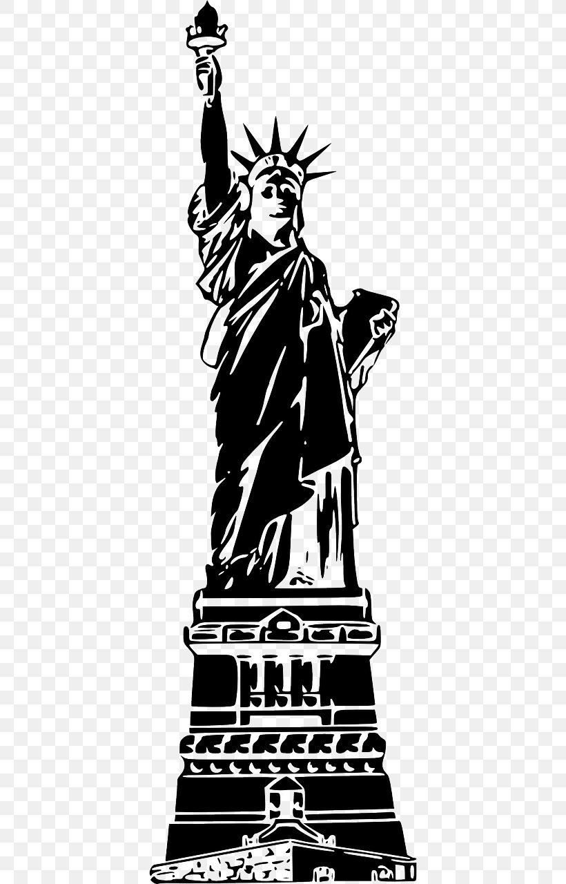 Statue Of Liberty Clip Art, PNG, 640x1280px, Statue Of Liberty, Art, Black And White, Drawing, Fictional Character Download Free