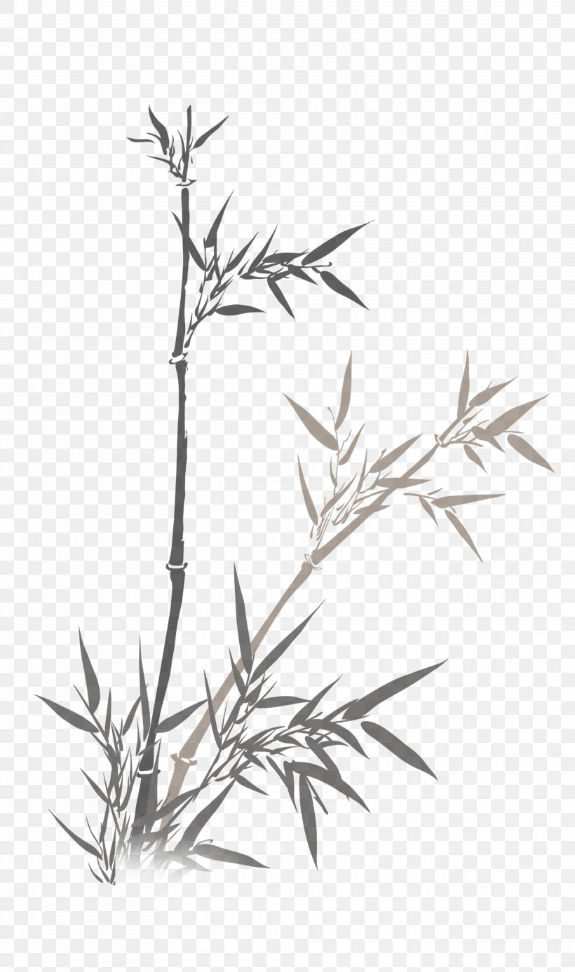 Bamboo Ink Wash Painting Chinese Painting, PNG, 3740x6329px, Bamboo, Art, Black And White, Branch, Chinese Painting Download Free