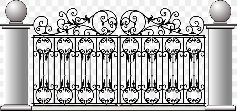 Euclidean Vector, PNG, 14522x6823px, Gate, Baluster, Black And White, Coreldraw, Door Download Free