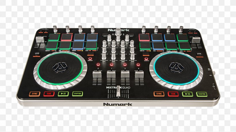Numark Mixtrack Quad DJ Controller Disc Jockey Numark Industries Virtual DJ, PNG, 960x540px, Watercolor, Cartoon, Flower, Frame, Heart Download Free