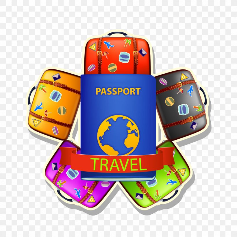 Suitcase Baggage Travel Illustration, PNG, 1000x1000px, Suitcase, Bag, Baggage, Orange, Passport Download Free