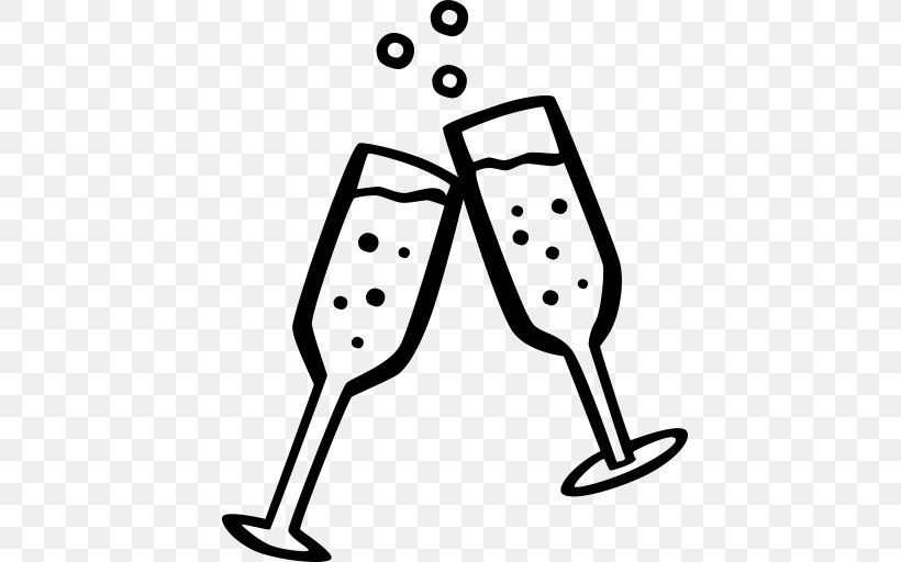 Champagne New Year, PNG, 512x512px, Champagne, Alcoholic Drink, Artwork, Black And White, Champagne Glass Download Free