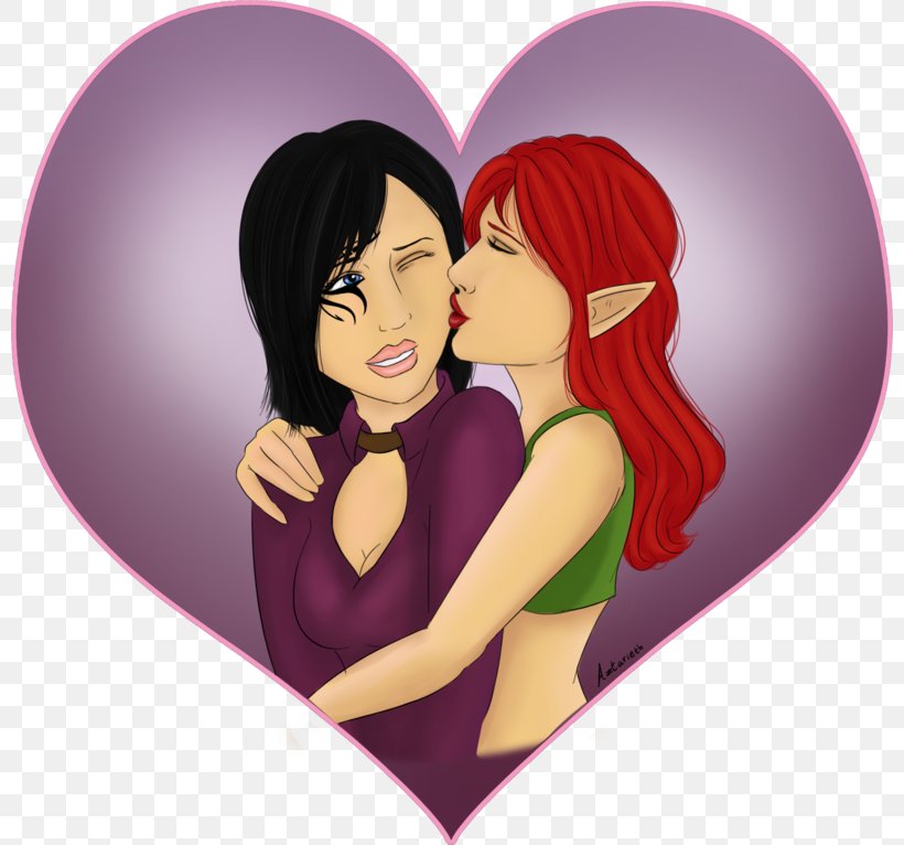 Black Hair Brown Hair Cartoon Valentine's Day, PNG, 800x766px, Watercolor, Cartoon, Flower, Frame, Heart Download Free