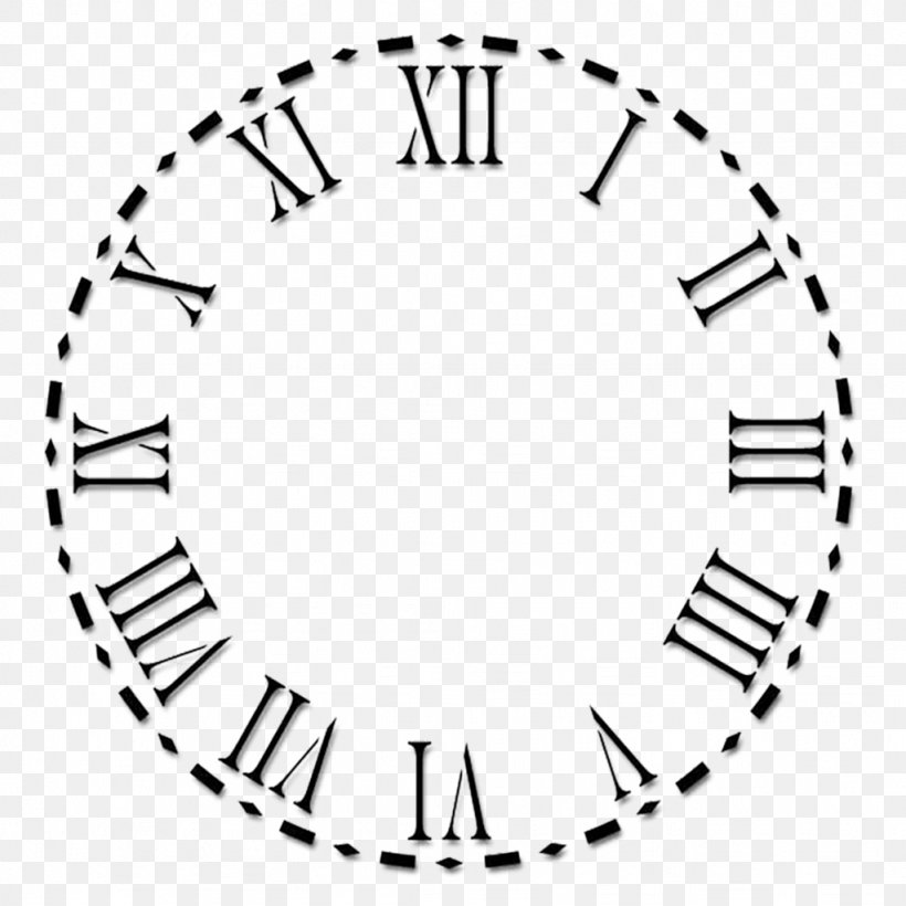 Clock Face Roman Numerals Numeral System, PNG, 1024x1024px, Clock Face, Area, Black, Black And White, Clock Download Free