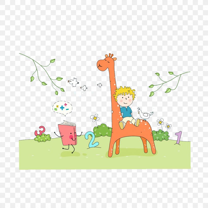 Illustration Image Cartoon Northern Giraffe, PNG, 1000x1000px, Cartoon, Animation, Boy, Child, Comics Download Free