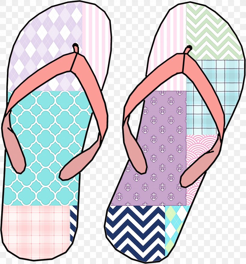 Footwear Flip-flops Pink Shoe Slipper, PNG, 2674x2872px, Watercolor, Flipflops, Footwear, Paint, Pink Download Free