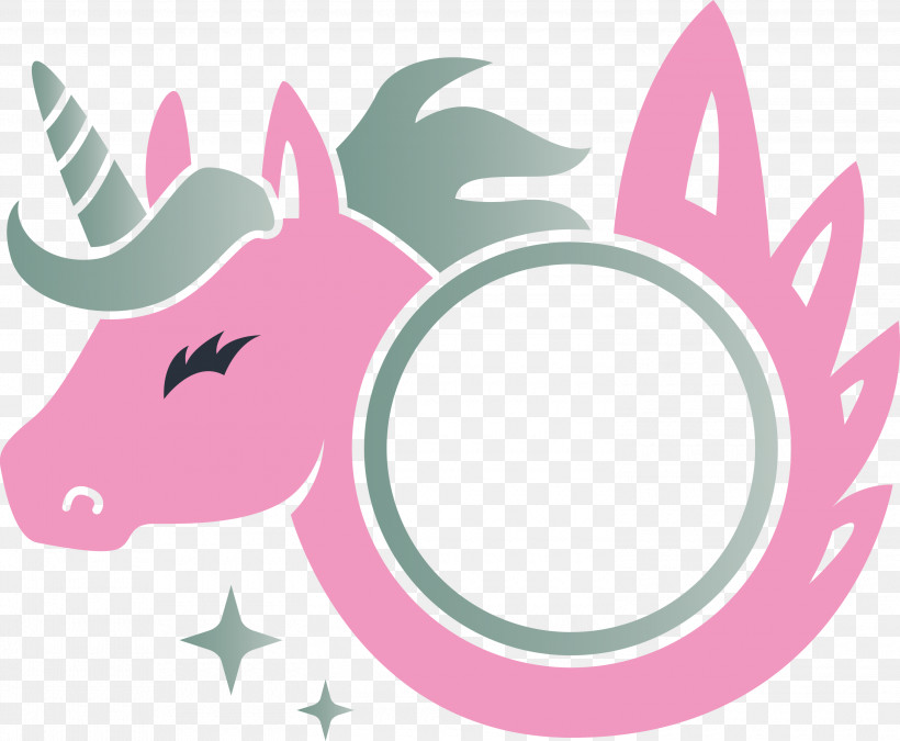 Unicorn Frame, PNG, 3000x2473px, Unicorn Frame, Circle, Head, Horn, Pink Download Free