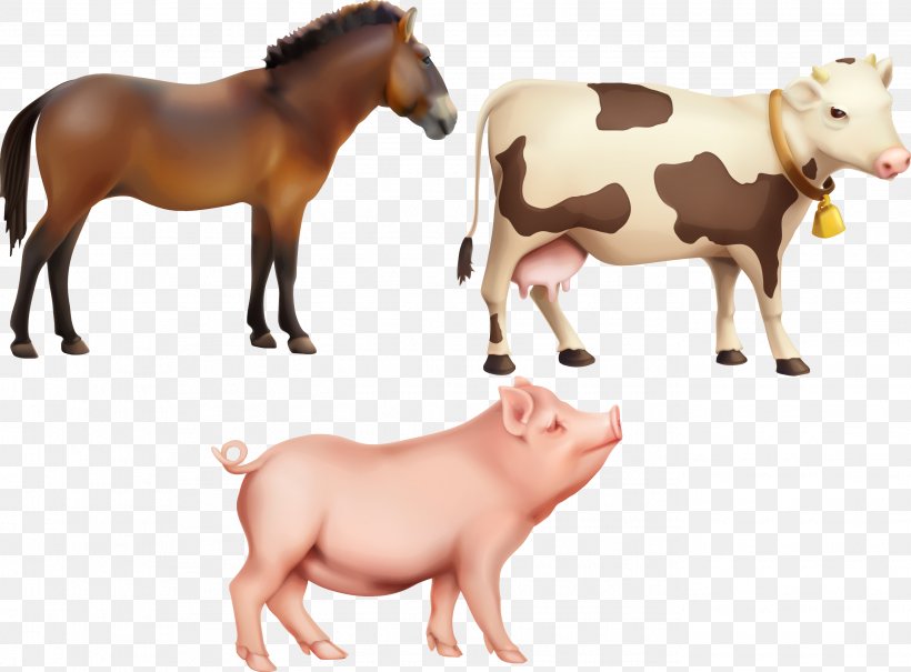 Cattle Horse Farm Clip Art, PNG, 2748x2030px, Cattle, Agriculture, Cattle Like Mammal, Dairy Farming, Drawing Download Free