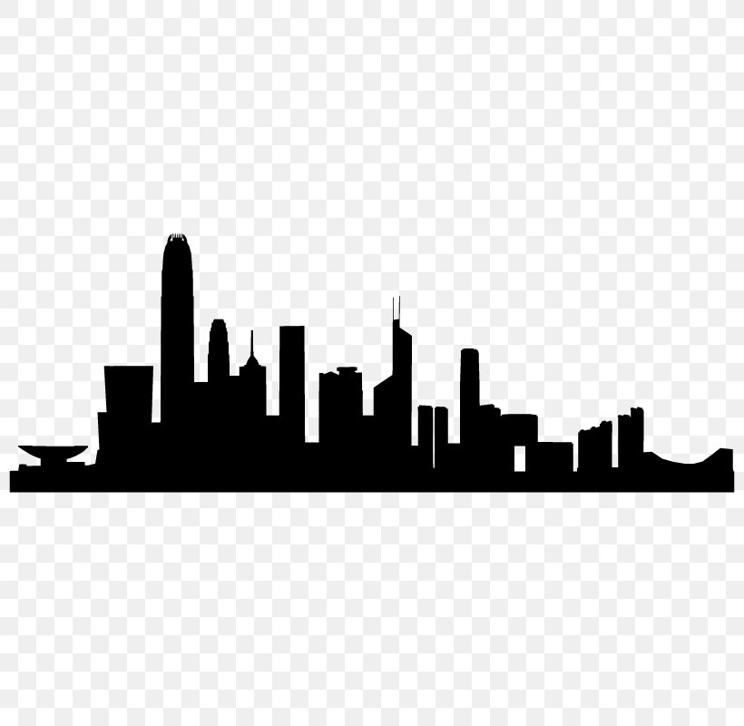 Hong Kong Skyline Silhouette, PNG, 800x800px, Hong Kong Skyline, Art, Black And White, City, Cityscape Download Free
