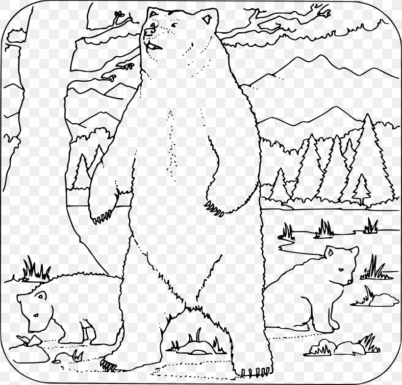 Polar Bear Grizzly Bear Family Coloring Book, PNG, 2400x2304px, Watercolor, Cartoon, Flower, Frame, Heart Download Free