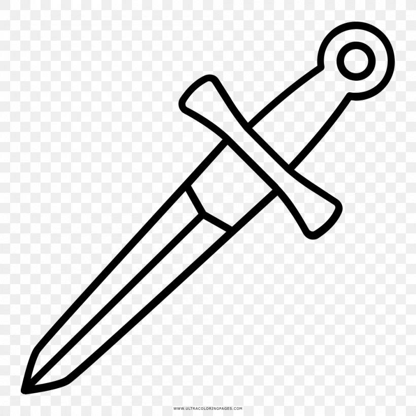 Dagger Drawing Poignard Black And White, PNG, 1000x1000px, Dagger, Area, Black And White, Coloring Book, Drawing Download Free