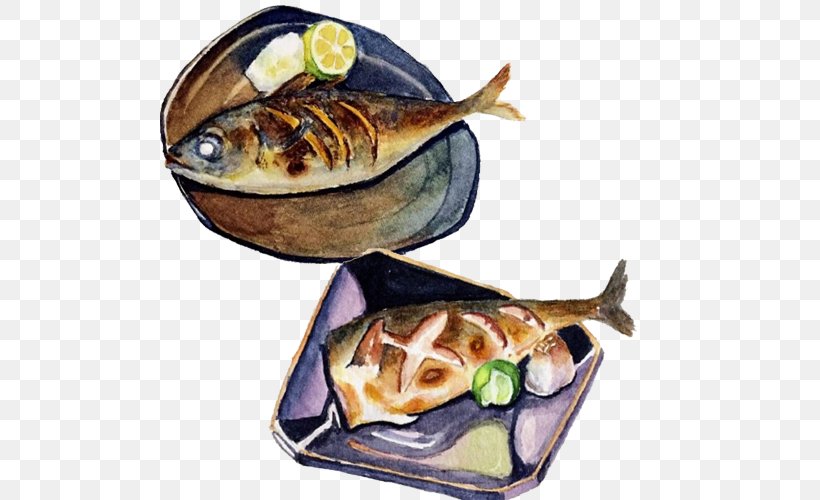 Barbecue Roasting Food Fish Illustration, PNG, 500x500px, Watercolor, Cartoon, Flower, Frame, Heart Download Free