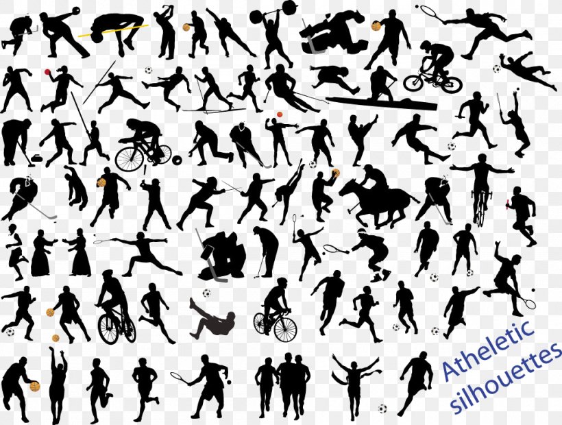 Sport Silhouette Athlete Clip Art, PNG, 1000x757px, Sport, Art, Athlete, Bird, Black And White Download Free