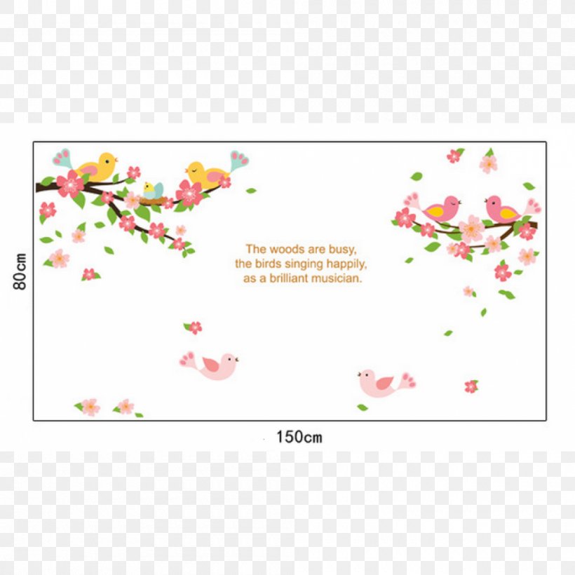 Wall Decal Sticker Wallpaper, PNG, 1000x1000px, Wall Decal, Accent Wall, Area, Cherry Blossom, Decal Download Free