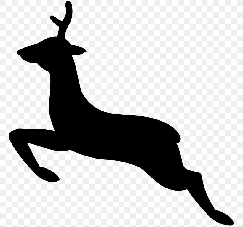 White-tailed Deer Silhouette Clip Art, PNG, 768x766px, Deer, Antelope, Black And White, Drawing, Horn Download Free