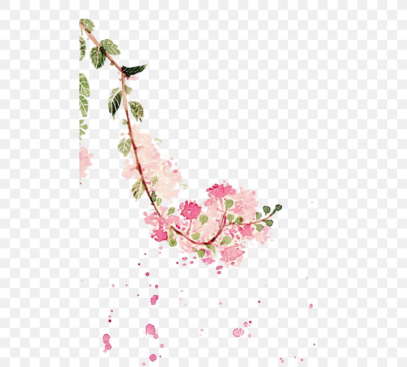 Watercolor Painting Crepe-myrtle Illustration, PNG, 500x739px, Watercolor Painting, Blossom, Branch, Cherry Blossom, Color Download Free
