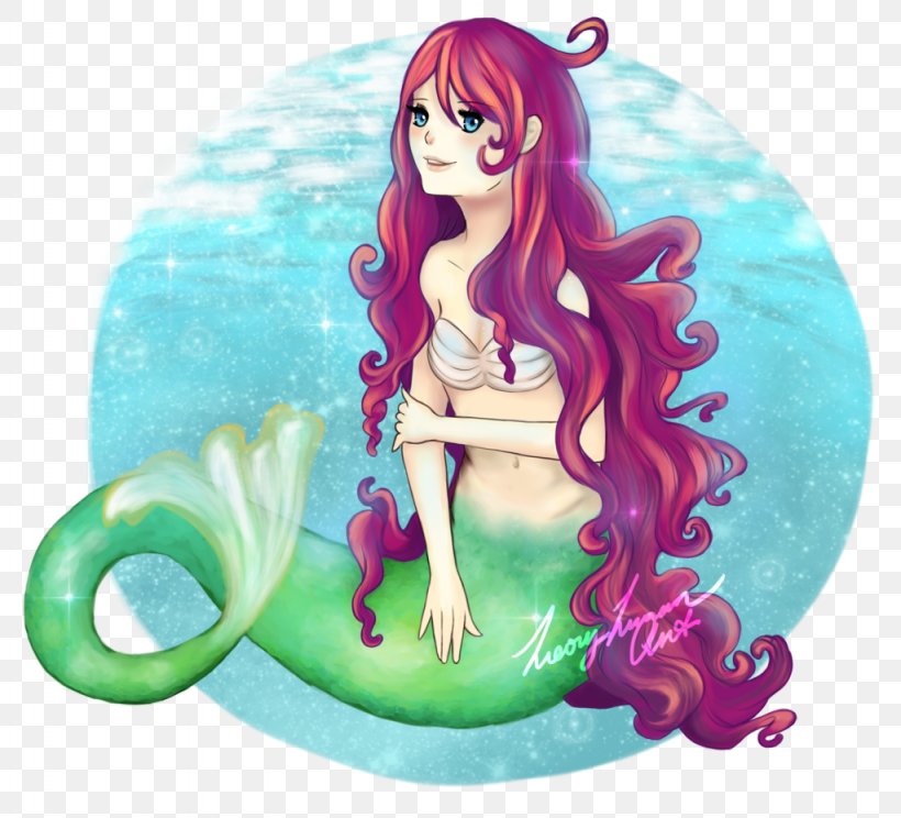 Mermaid Illustration Cartoon Long Hair Figurine, PNG, 1024x930px, Watercolor, Cartoon, Flower, Frame, Heart Download Free