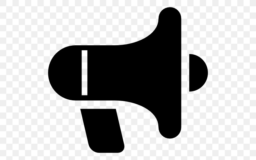 Megaphone, PNG, 512x512px, Megaphone, Audio Signal, Black, Black And White, Hand Download Free